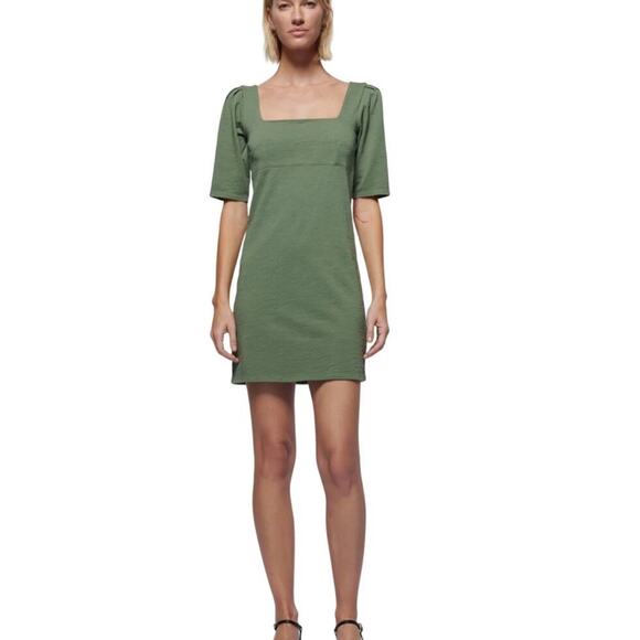 Women's Nation LTD Green Square Neck Cotton Mini Dress Size Small - Picture 1 of 9